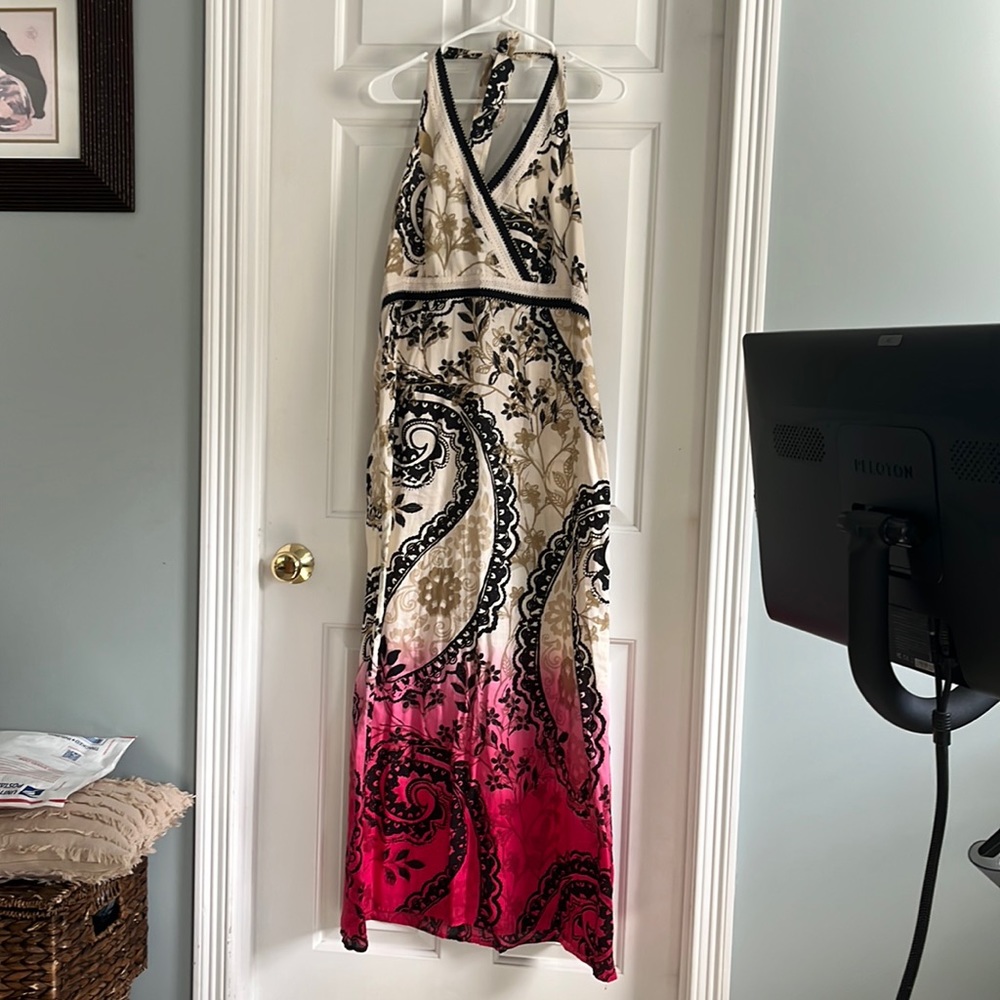 Style & Co paisley, ombre halter maxi dress, size 12